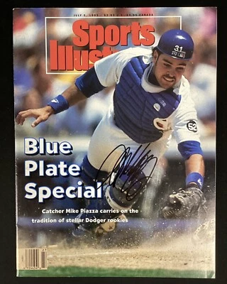 Mike Piazza Signed Sports Illustrated 7/5/93 Dodgers No Label RC Autograph JSA - Image 1 of 4