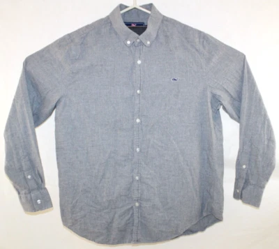 Vineyard Vines Mens Large Slim Fit Whale Gray Long Sleeve Button Down Shirt - Image 1 of 4