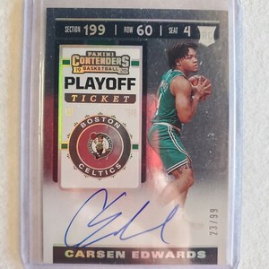 2019-20 Contenders #126 CARSEN EDWARDS RC Playoff Ticket Facing Sidways AUTO /99