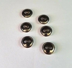 6 Round Chrome Color 2 Hole 1/2" Diameter Buttons - Picture 1 of 3