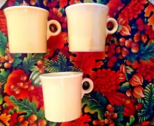 Lot of 3 FIESTAWARE O Ring Handle Canary Yellow Coffee Mugs Cups - Picture 1 of 5