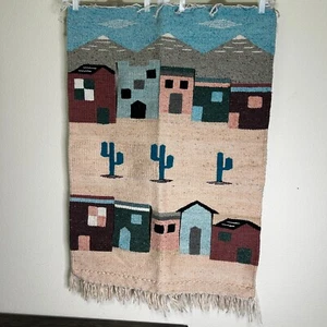 SOUTHWESTERN Woven Wall Hanging Rug 40 " X 29" Cactus Made by RYA Mexico 3163 - Picture 1 of 14