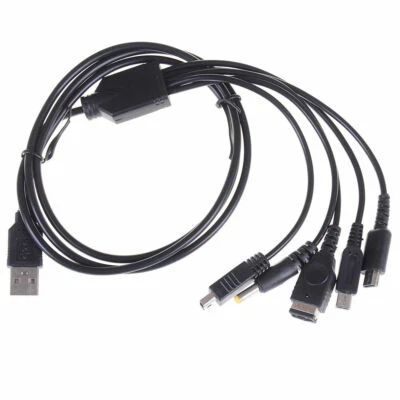 Cable de carga USB 5 en 1 para GBA SP DS Lite DSi 3DS Wii U Game Pad Sony PSP Foto 1 de 3