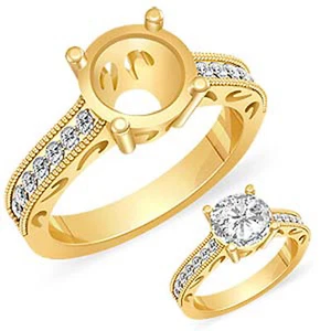 0,25 kt runder VS1 F Diamantbesatz Ehering Verlobungsring 14 kt Gold gelb - Bild 1 von 2