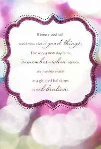 Heartfelt HAPPY NEW YEAR Card, Pink Glitter Celebration by Hallmark + Envelope - Picture 1 of 5