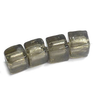 Glasperlen Würfel 8 mm rauchquarz mit Silberfolie 15 Perlen nenad-design AN292