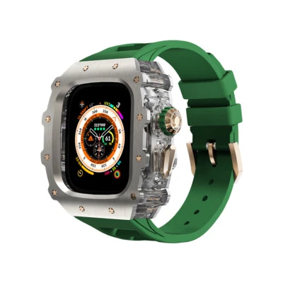 For Apple Watch Ultra2 49mm Crystal Titanium Case Silicone Band 9 8 7 6 44/45MM - Image 1 of 4