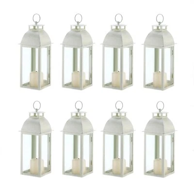 Lote de 8 piezas de descuento para boda linterna vela blanca marfil clásica envejecida nueva 13" H Foto 1 de 4