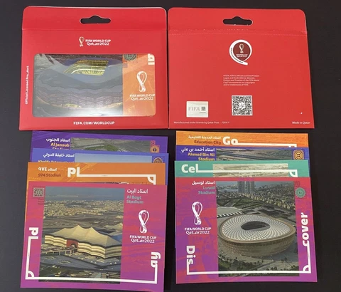 Qatar FIFA 2022 Official licensed Postcard lot of All 8 Qatar football stadiums Cover