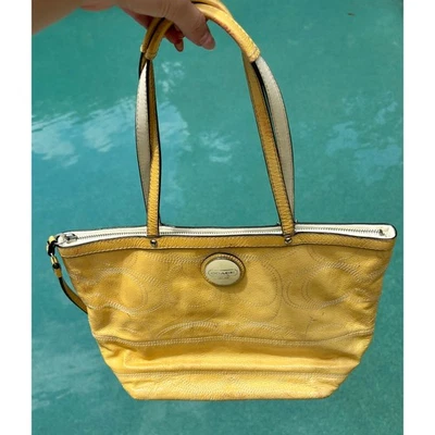 Yellow Patent Vintage Coach Small Totebag - Image 1 of 4