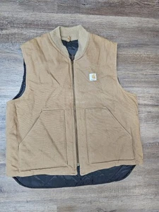 Vintage Carhartt Men's XL VQ186 Duck Canvas Quilted Insulated Work Vest USA - Picture 1 of 7