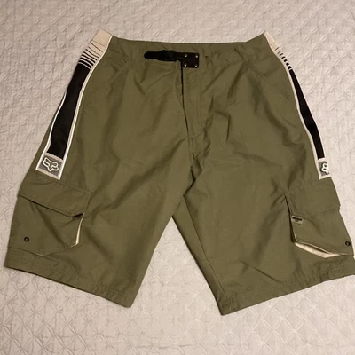 Y2K Fox гонки мотокросса грузовые шорты Streetwear мужской размер 38 зеленый - Изображение 1 из 4