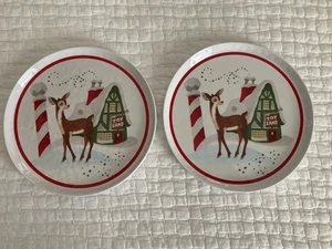 Pottery Barn Kids Weihnachten Rudolph Rentier mit roter Nase Melamin Teller 2er Set - Bild 1 von 3