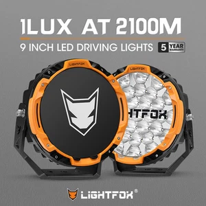 Lightfox 9" Osram LED Driving Lights Round Black Spotlight DRL Offroad Truck 4x4 - Picture 1 of 11