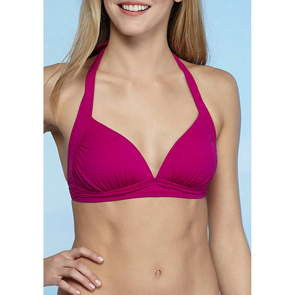 Tommy Bahama Pearl Solids Full Triangle Halter Bikini Top, Wild Orchid Pink, M - Image 1 of 1