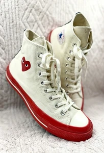 Converse Chuck Taylor All-Star 70 Hi CDG PLAY White Red Women Size 10 Men Size 8 - Picture 1 of 11
