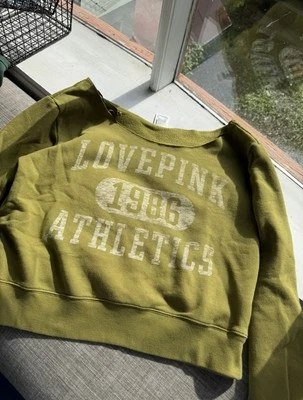 ROSA Victoria’s Secret 1986 Atletismo Fuera del Hombro Sudadera Verde Talla L Foto 1 de 4