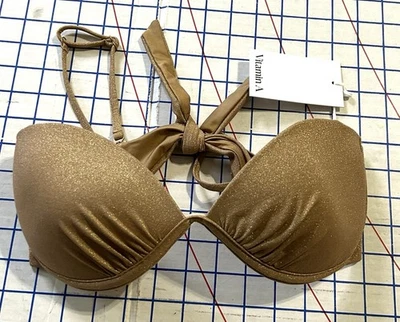Vitamin A Bikini Top Metallic Golden Glow Metallic SZ Medium New - Imagem 1 de 4