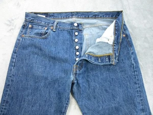 Levis 501 Jeans Mens 38 x 30 (Tag 40x32) Button Fly Straight Leg Med Wash Blue - Picture 1 of 15