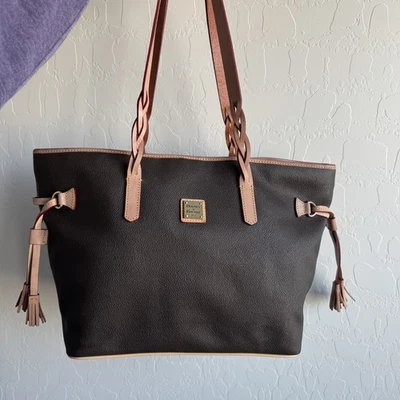 Dooney & Bourke Eva Bailey Tote Bag Pebble Leather Red Lining work school large - Image 1 of 4