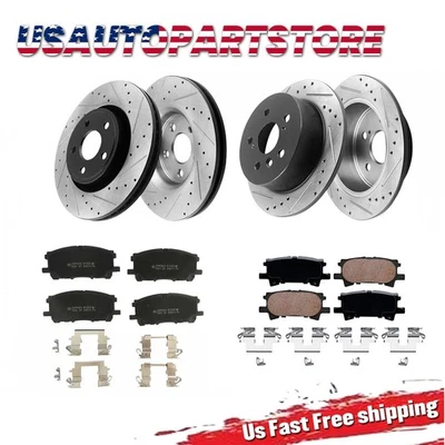 Front Rear Drilled Brake Rotors Pads for 2004 Lexus RX350 RX330 Toyota Highland - Image 1 of 4