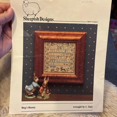 Sheepish Designs - Meg’s Bunny Cross Stitch Pattern Leaflet - Image 1 of 4