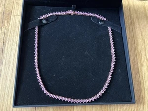 Zales 31K Lab-Created Pink Sapphire Heart Necklace Rose Silver 18” Nice! - Picture 1 of 4