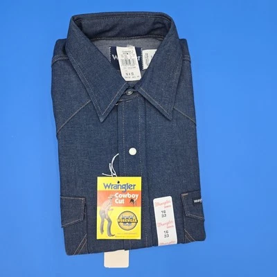 Vintage NWT Wrangler Cowboy Cut Pearl Snap Western Shirt 16 x  33 New Old Stock - Image 1 of 4