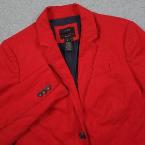 J Crew Blazer Women 2 Red Metallic Schoolboy Suit Jacket Office Business Casual - Picture 1 of 14