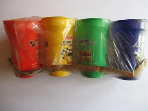 JUEGO DE VASOS DE PLÁSTICO KELLOGG’S CORN FLAKES NASCAR PISTAS DE CARRERAS (4) sellado - Imagen 1 de 4