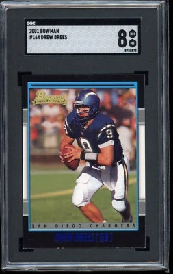2001 Bowman Drew Brees Rookie Card RC #164 SGC 8 San Diego Chargers - Image 1 of 2