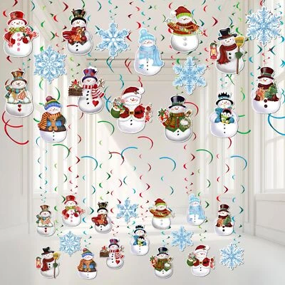 70 Pcs Christmas Hanging Swirls Decorations Snowman Ceiling Hanging Streamers... - Image 1 of 4