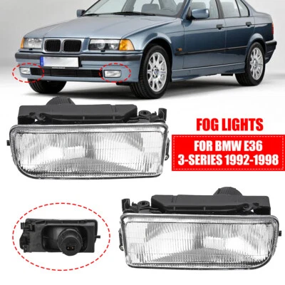 2PCS Fog Lights Driving Spot Lamps Black Housing For BMW 92-98 E36 3 Series - image 1 of 4