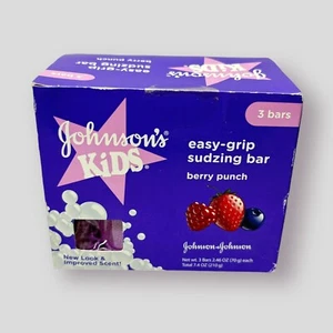 Johnson's Kids Easy Grip Sudzing Bar Soap 2.45 oz 3 Pack Berry Punch SEALED - Picture 1 of 8