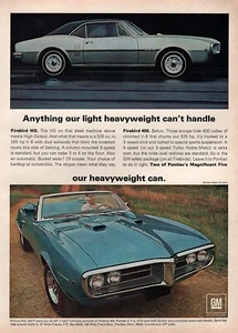 1967 Pontiac Firebird 326 HO & 400 Convertible Original Color Ad - Picture 1 of 1