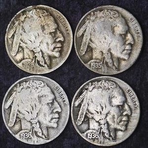 1928-1936 Denver 4 Buffalo Nickels 5C - COINGIANTS - - Picture 1 of 2
