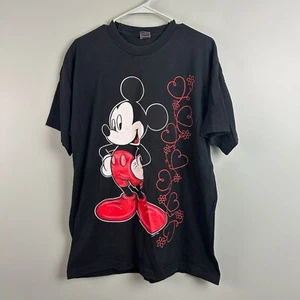 Vintage 1990’s Single Stitch Mickey Mouse Jerry Leigh Black Graphic T-Shirt XL - Picture 1 of 14