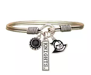 Central Florida Golden Knights 3 charm Black Crystal Silver Bracelet Jewelry UCF - Picture 1 of 1