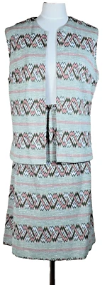 Conjunto de 2 Chaleco Falda Vintage Años 70 Verde Salvia Rosa Talla-20 Joan Curtis Hecho en EE. UU. Foto 1 de 4