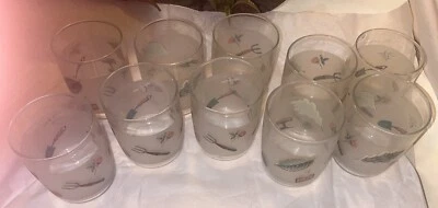 Set Six (10) Pfaltzgraff Naturewood 8 oz.Juice Glasses Frosted And Clear 4” - Image 1 of 4