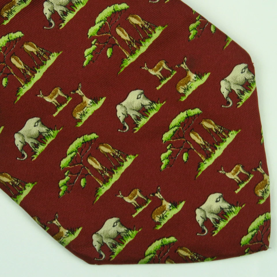 Salvatore Ferragamo for Anderson Consulting African Elephants Impalas 57"x3.5"  - Image 1 of 4