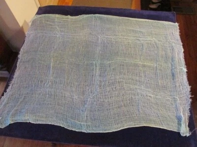 Hand Dyed Gauze Fabric Green Blue Shaded Sheer Light Weight  36x 36"+ D9k - Image 1 of 4