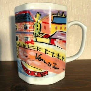 Taza Octagon Venecia Multicolor Canal y Ciudad Escena 8 Onzas Recuerdo Viaje - Imagen 1 de 7