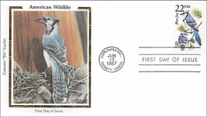 Blue Jay Bird American Wildlife USA Nature Canada Colorano Silk FDC 1987 - Picture 1 of 1