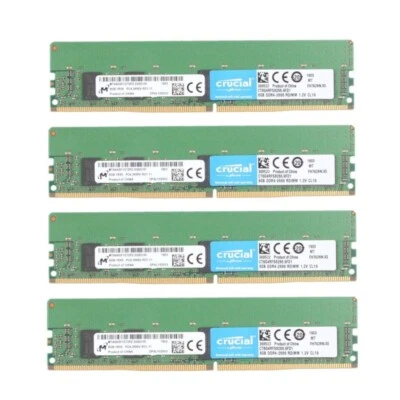 Crucial 32GB (4X8GB) DDR4 2666MHz PC4-21300 ECC Registered  Memory CT8G4RFS8266 - Image 1 of 3