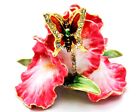 Orchid Flower Trinket Box with Butterfly Handmade with Swarovski Crystals Enamel