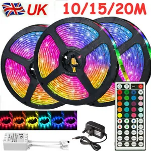 LED Strip Lights 5-20M 5050 RGB Colour Change Tape Cabinet TV Lighting UK Plug - Picture 1 of 17