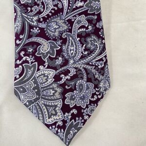 Brioni Mens Neck Tie Pure Silk Purple Paisley Luxury Hand Made In Italy
