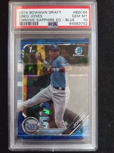 2019 GREG JONES RC PSA 10 ***73/99  BOWMAN DRAFT #BDC66 CHROME SHAPPHIRE ED-BLUE - Photo 1 sur 2