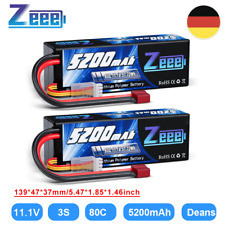 2X Zeee 3S Lipo Akku Batteries Deans 11,1V 5200mAh 80C Hardcase für RC Auto Boat